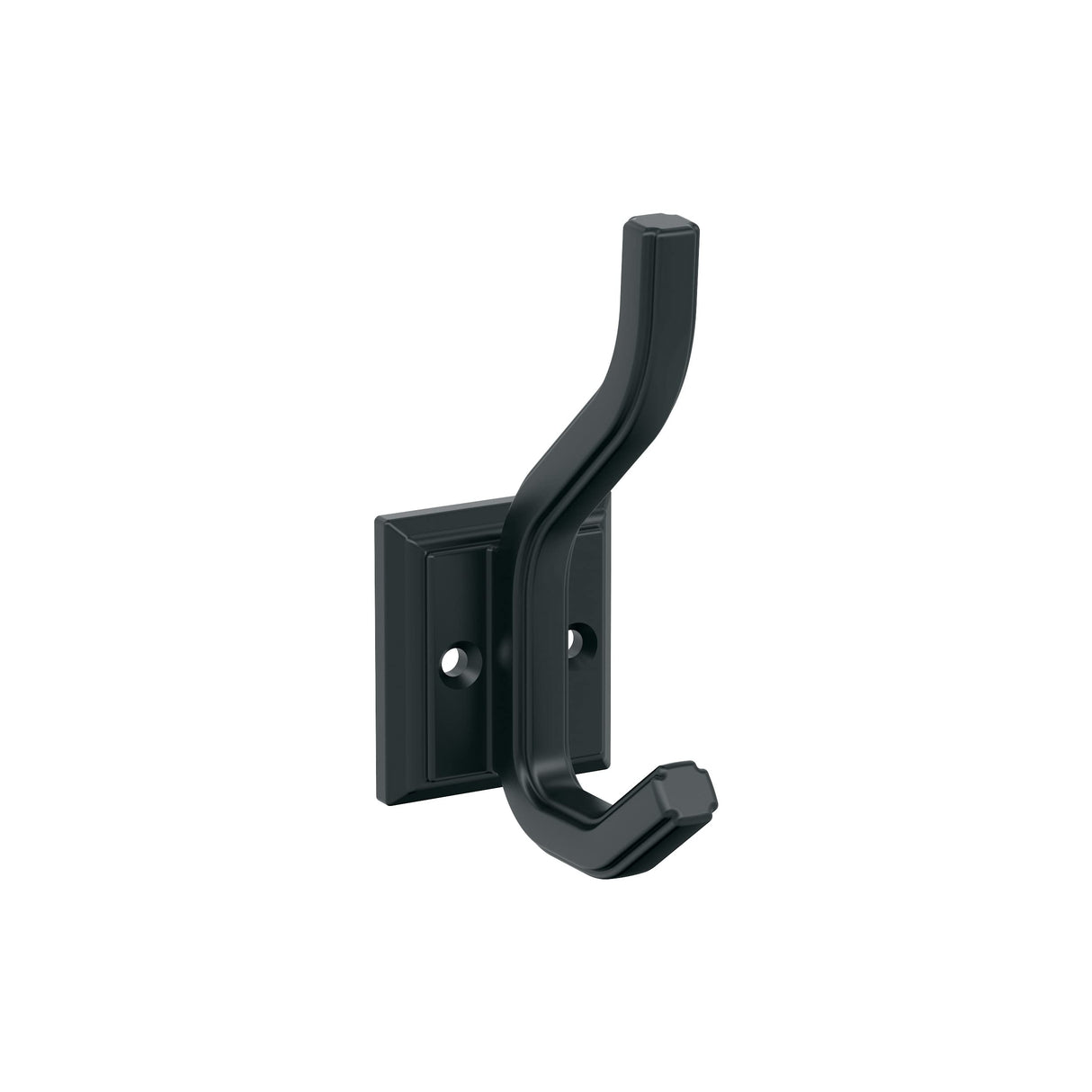Amerock H37005MB Aliso Double Prong Decorative Wall Hook Matte Black Hook for Coats, Hats, Backpacks, Bags Hooks for Bathroom, Bedroom, Closet, Entryway, Laundry Room, Office