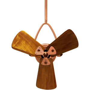 Matthews Fan JD-BRCP-WD Jarold Direcional ceiling fan in Brushed Copper finish with solid sustainable mahogany wood blades.