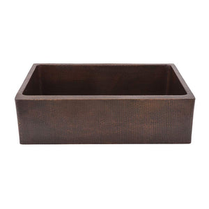 Premier Copper Products KASDB33229 33-Inch Copper Hammered Kitchen Apron Single Basin Sink, Oil Rubbed Bronze