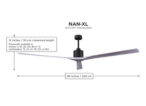 Matthews Fan NKXL-BK-WA-90 Nan XL 6-speed ceiling fan in Matte Black finish with 90” solid walnut tone wood blades