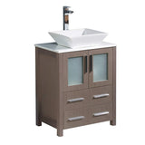 Fresca FCB6224GO-CWH-V Fresca Torino 24" Gray Oak Modern Bathroom Cabinet w/ Top & Vessel Sink