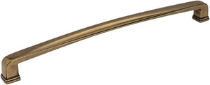Jeffrey Alexander 1092-12AEM 12" Center-to-Center Lightly Distressed Antique Brass Square Milan 1 Appliance Handle