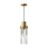 Alora PD435605BGCR KENT 5" PD BRUSHED GOLD CLEAR RIBBED GLASS CORD 72 1X60W E26