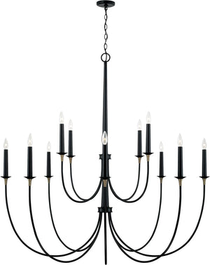 Capital Lighting 445601KB Amara 12 Light Chandelier Matte Black with Brass