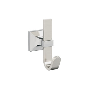 Amerock HBX36686G1026 Burbank Single Prong Decorative Wall Hook Satin Nickel/Polished Chrome Hook for Coats, Hats, Backpacks, Bags Hooks for Bathroom, Bedroom, Closet, Entryway, Laundry Room