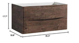 Fresca FCB9036RW Fresca Tuscany 36" Rosewood Wall Hung Modern Bathroom Cabinet