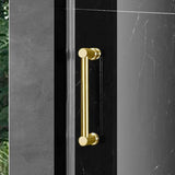 Elegant 48''×76'' Frameless Shower Door, Frameless Single Sliding Shower Door, 3/8”(10mm) Clear Tempered Glass, Stainless Steel Hardware with Towel Bar, in Polished Gold Finish