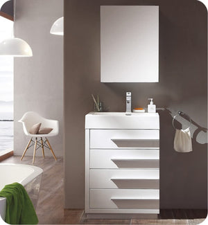 Fresca FVN8024WH Fresca Livello 24" White Modern Bathroom Vanity w/ Medicine Cabinet