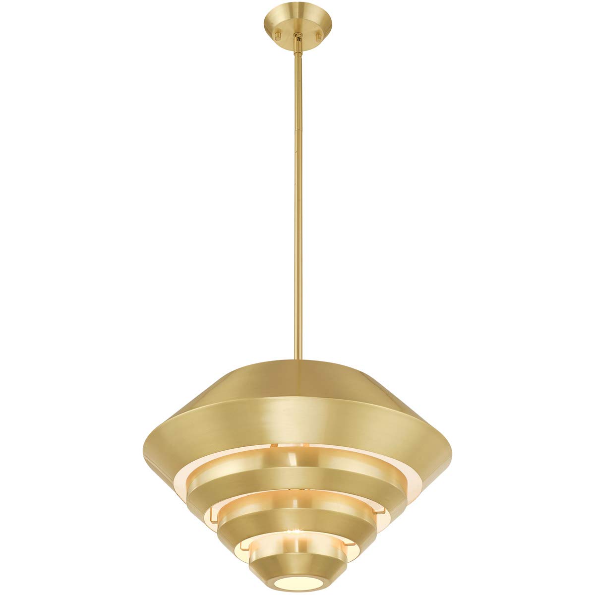 Livex Lighting 40402-12 Amsterdam - 20.5" One Light Mini Pendant, Satin Brass Finish with Satin Brass Metal Shade