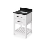 Jeffrey Alexander VKITWAV24WHBGR 24" White Wavecrest Vanity, Black Granite Vanity Top, undermount rectangle bowl