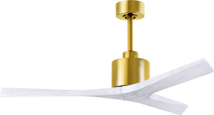 Matthews Fan MW-BRBR-MWH-52 Mollywood 6-speed contemporary ceiling fan in Brushed Brass finish with 52” solid matte white wood blades