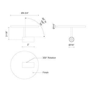 Kuzco SF15001-WH DOWNEY 2" Single SF White 120V TRIAC/ELV LED 3000K 90CRI 4W