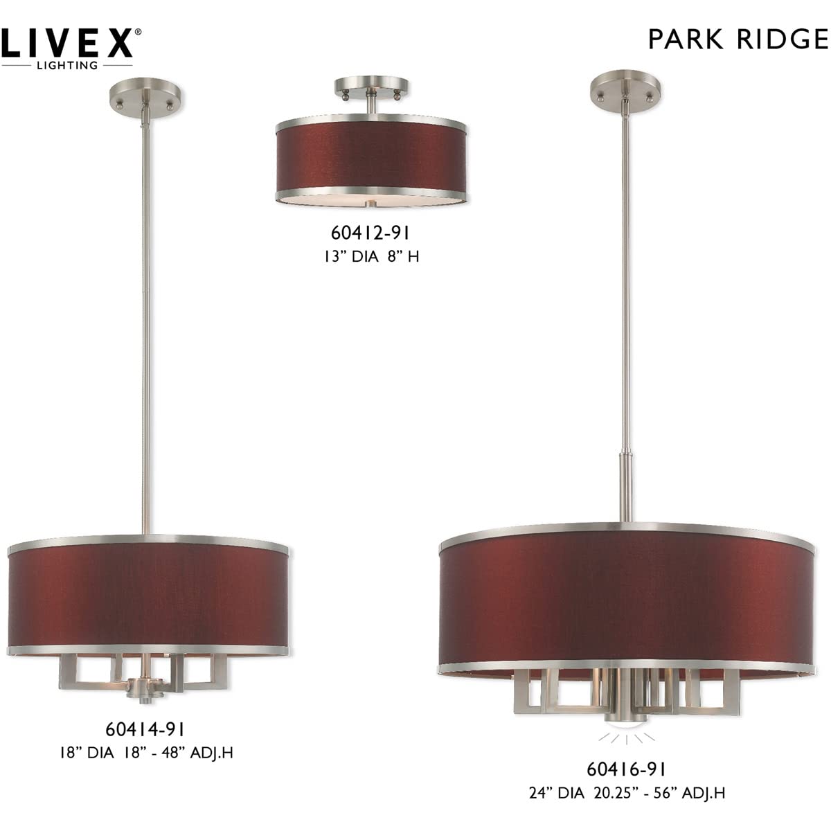 Livex Lighting 60414-91 Nickel 4 Lt Brushed Pendant Chandelier