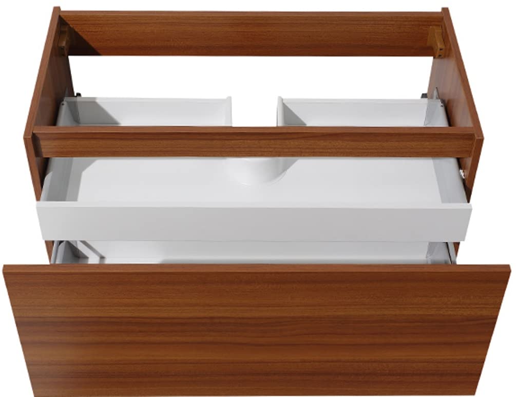 Fresca FCB8008TK Fresca Mezzo 36" Teak Wall Hung Modern Bathroom Cabinet