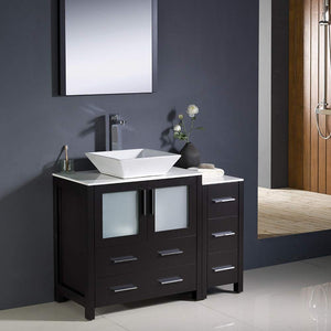 Fresca FVN62-3012ES-VSL Fresca Torino 42" Espresso Modern Bathroom Vanity w/ Side Cabinet & Vessel Sink