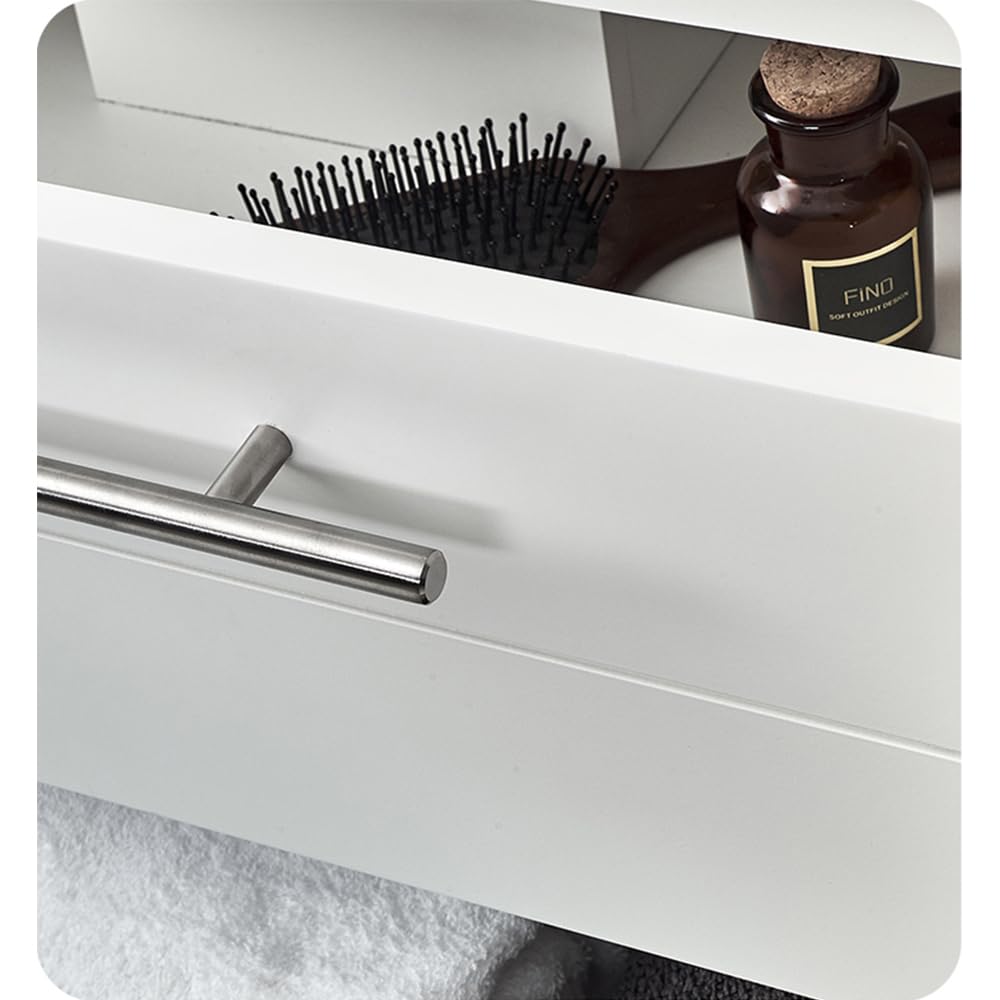 Fresca FVN6130WH-VSL Fresca Lucera 30" White Wall Hung Vessel Sink Modern Bathroom Vanity w/ Medicine Cabinet