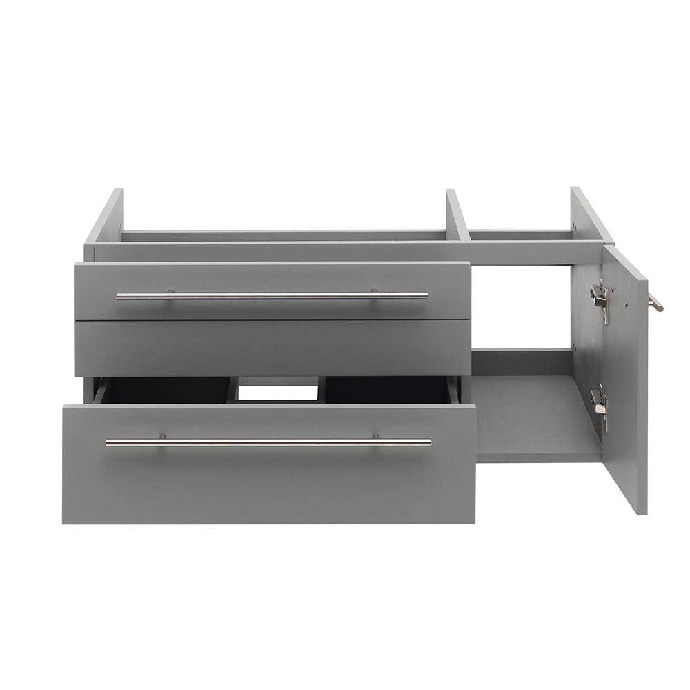 Fresca FCB6136GR-VSL-L Fresca Lucera 36" Gray Wall Hung Vessel Sink Modern Bathroom Cabinet - Left Version