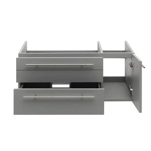 Fresca FCB6136GR-VSL-L Fresca Lucera 36" Gray Wall Hung Vessel Sink Modern Bathroom Cabinet - Left Version