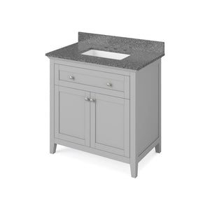 Jeffrey Alexander VKITCHA36GRBOR 36" Grey Chatham Vanity, Boulder Cultured Marble Vanity Top, undermount rectangle bowl