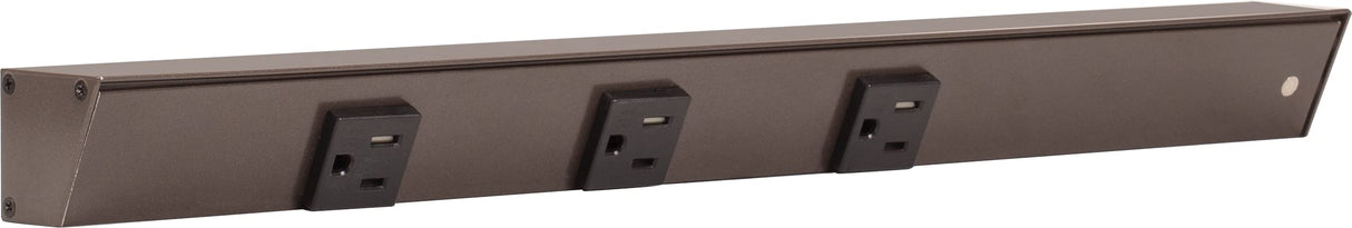 Task Lighting APT18-3B-P-BZ-R 18" APT Series Slim Angle Power Strip, Right Entry, Bronze Finish, Black Receptacles