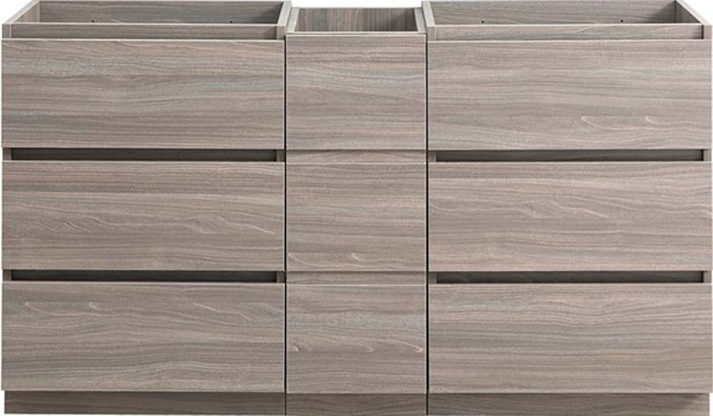 Fresca FCB93-241224MGO-D Fresca Lazzaro 60" Gray Wood Free Standing Double Sink Modern Bathroom Cabinet