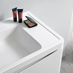 Fresca FCB9048WH-D-I Fresca Tuscany 48" Glossy White Wall Hung Modern Bathroom Cabinet w/ Integrated Double Sink
