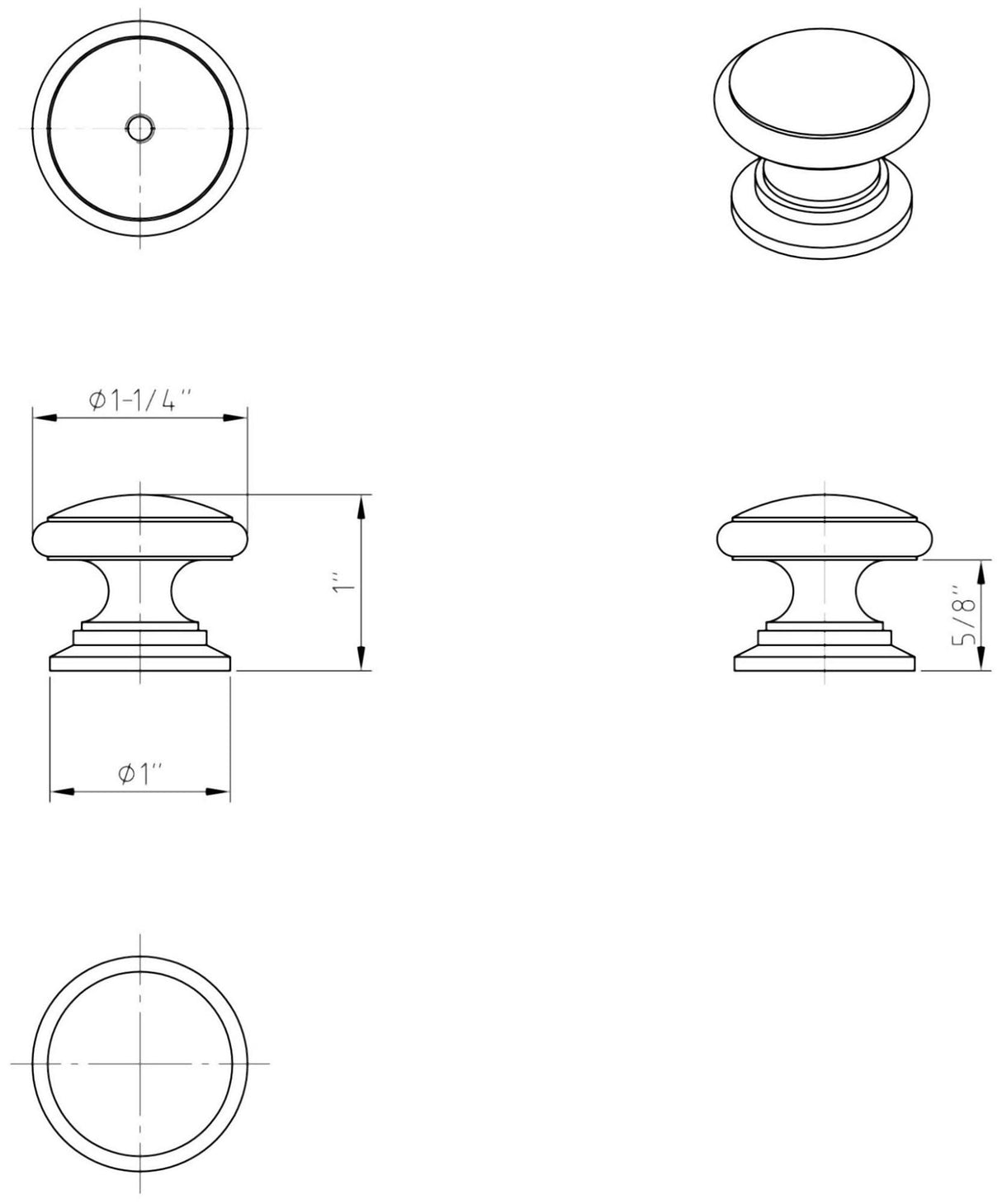 Jeffrey Alexander 3980-SN 1-1/4" Diameter Satin Nickel Durham Cabinet Knob