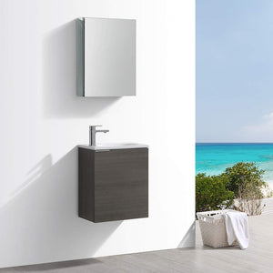 Fresca FVN8003GO Fresca Valencia 20" Gray Oak Wall Hung Modern Bathroom Vanity w/ Medicine Cabinet