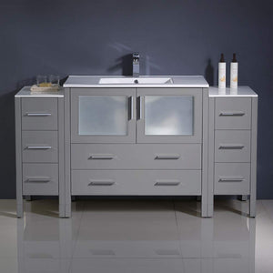 Fresca FCB62-123612GO-I Fresca Torino 60" Gray Oak Modern Bathroom Cabinets w/ Integrated Sink