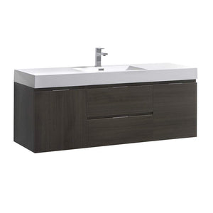 Fresca FCB8360GO-I Fresca Valencia 60" Gray Oak Wall Hung Modern Bathroom Vanity