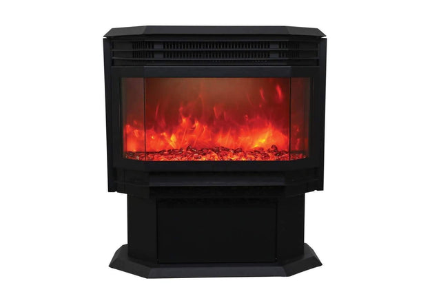 Amantii FS-26-922 26" WiFi Enabled Smart Electric Freestanding Fireplace, Featuring a Multi Function Remote, Multi Flame Speeds and a 10 Piece Birch Log Set
