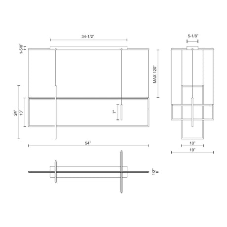 Kuzco MP28356-BK ARKELL 56" MP Black 120V TRIAC/ELV LED 3000K 90CRI 90W