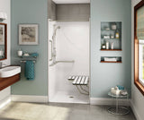 Aker OPS-3636 AcrylX Alcove Center Drain One-Piece Shower in White - Complete Accessibility Package with Vertical Grab Bar
