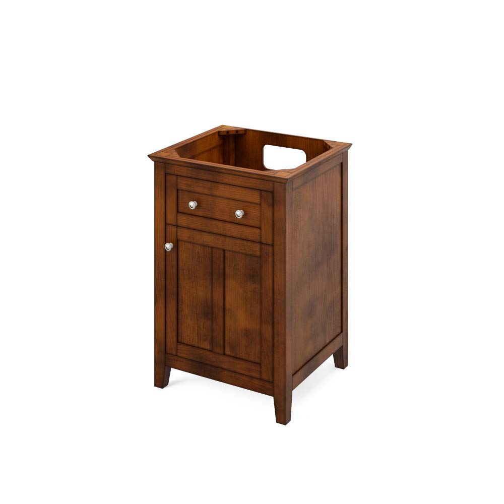 Jeffrey Alexander VKITCHA24CHCQR 24" Chocolate Chatham Vanity, Calacatta Vienna Quartz Vanity Top, undermount rectangle bowl