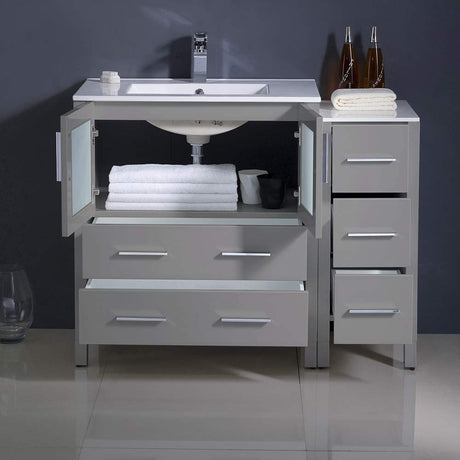 Fresca FCB62-3012GO-I Fresca Torino 42" Gray Oak Modern Bathroom Cabinets w/ Integrated Sink