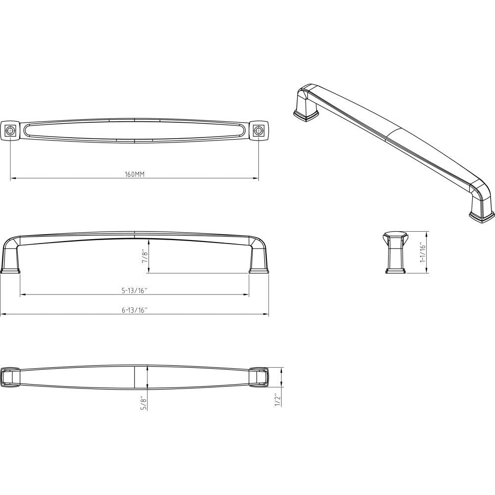 Jeffrey Alexander 1092-160MB 160 mm Center-to-Center Matte Black Square Milan 1 Cabinet Pull