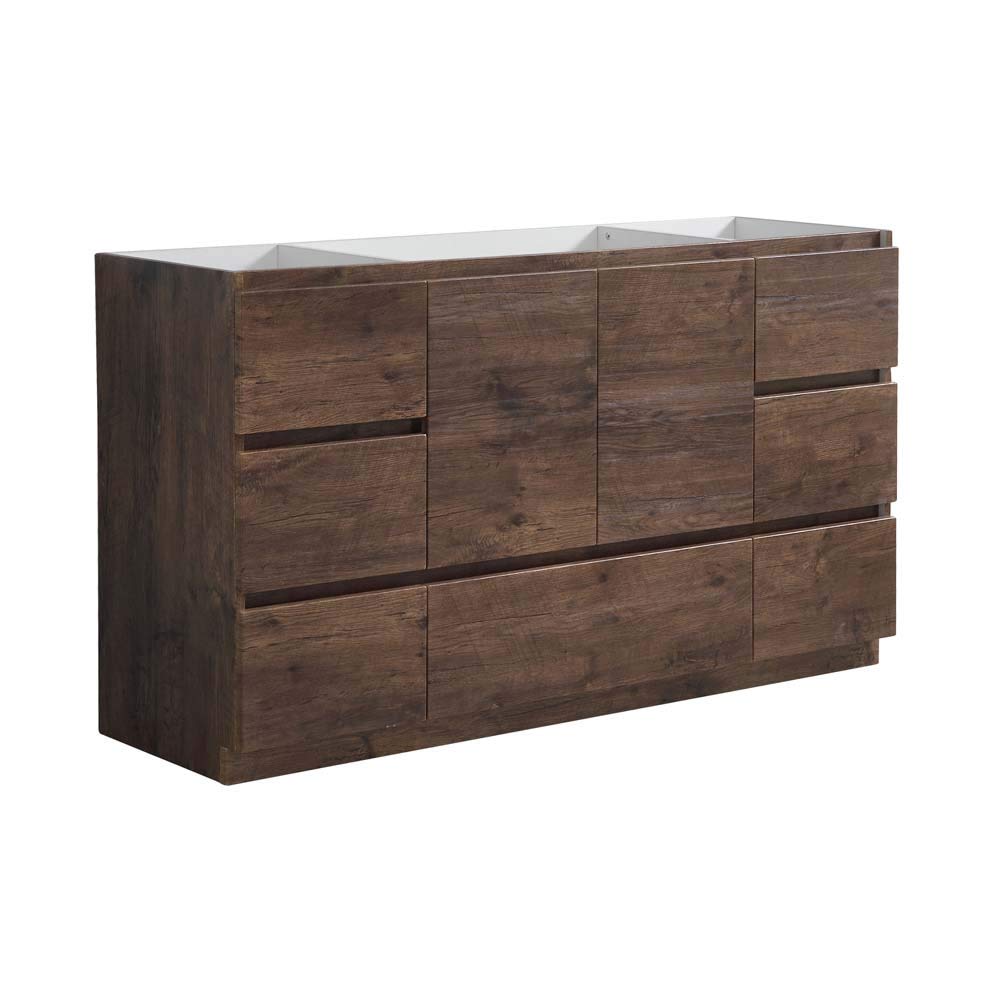 Fresca FCB9360RW-S Fresca Lazzaro 60" Rosewood Free Standing Single Sink Modern Bathroom Cabinet