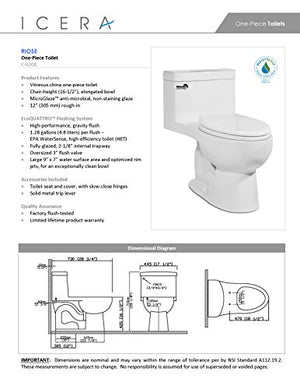 Icera C-6200.01 Riose OP Toilet, White (Floor Model For Sale)