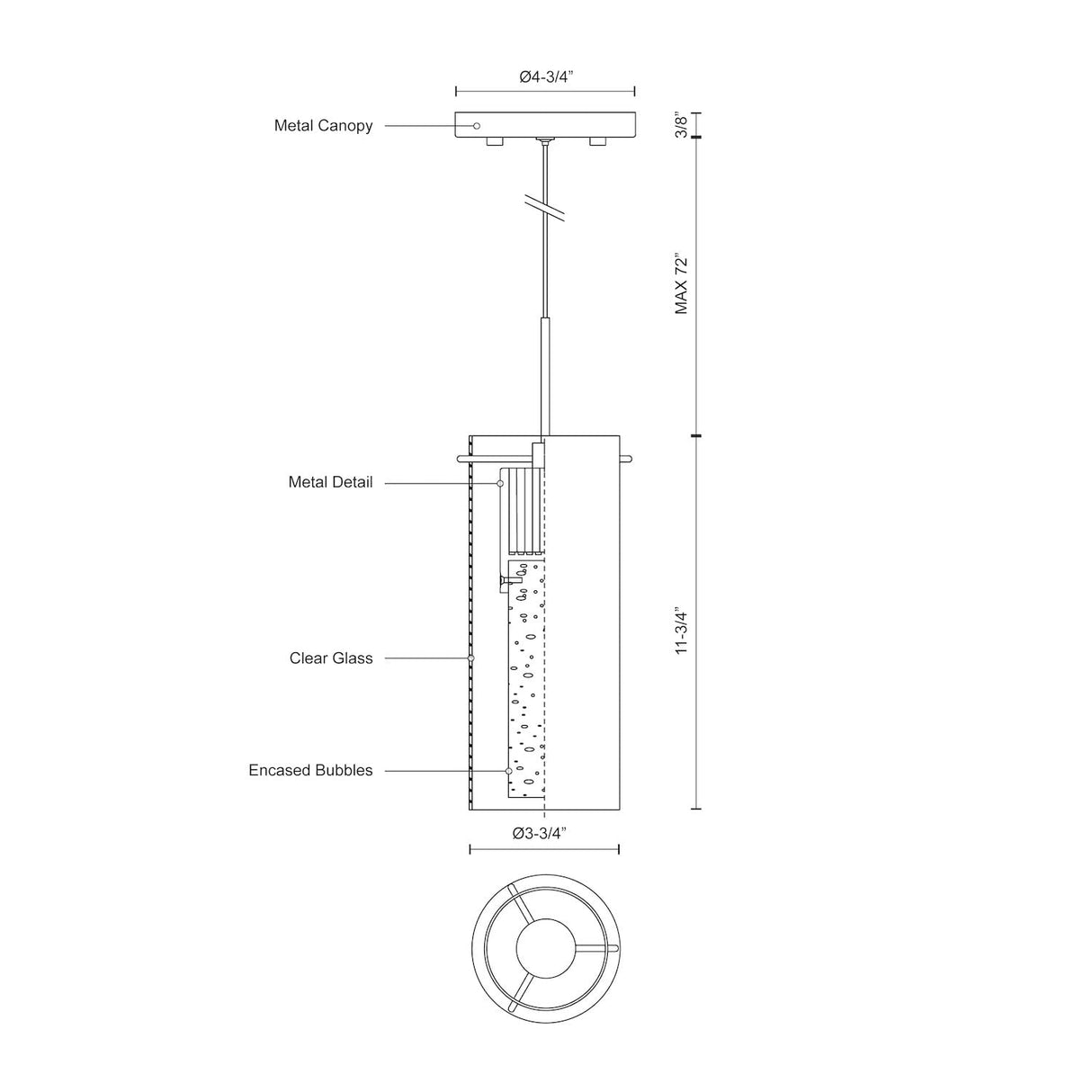 Kuzco PD4401-CH CHAMPAGNE 4" PD Chrome 120V ELV LED 3000K 90CRI 9W