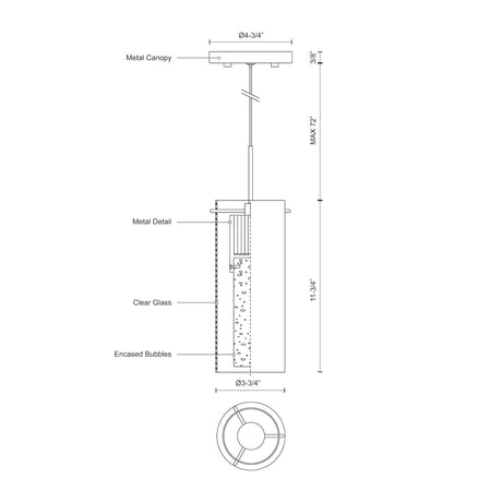 Kuzco PD4401-CH CHAMPAGNE 4" PD Chrome 120V ELV LED 3000K 90CRI 9W