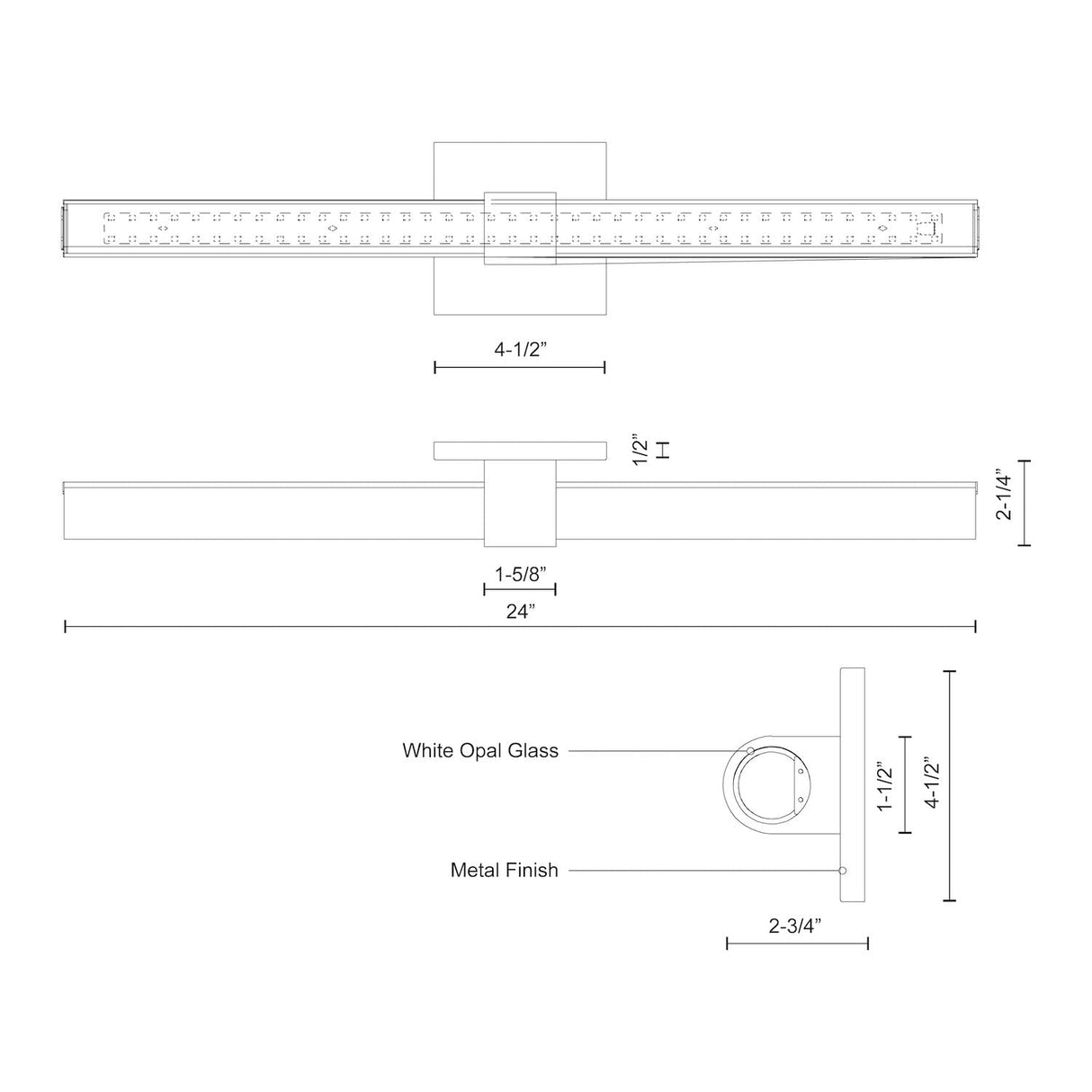Kuzco VL17124-CH MENDOCINO 24" VL Chrome 120V ELV LED 3000K 90CRI 31W