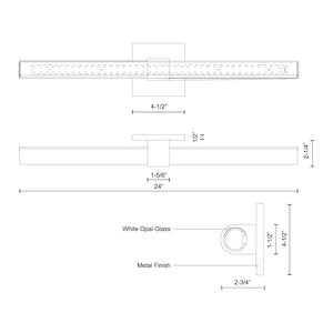 Kuzco VL17124-CH MENDOCINO 24" VL Chrome 120V ELV LED 3000K 90CRI 31W