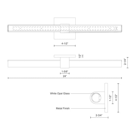 Kuzco VL17124-CH MENDOCINO 24" VL Chrome 120V ELV LED 3000K 90CRI 31W