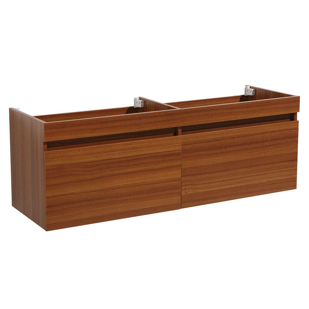 Fresca FCB8040TK Fresca Largo 57" Teak Modern Double Sink Bathroom Cabinet