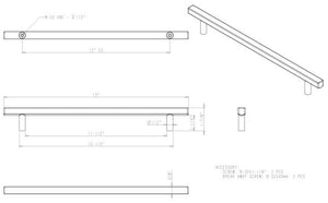 Jeffrey Alexander 845-12BNBDL 12" Center-to-Center Brushed Pewter Square Dominique Appliance Handle