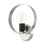 Livex Lighting 1 Light ADA Wall Sconce Brushed Nickel Finish with Black Finish Accents