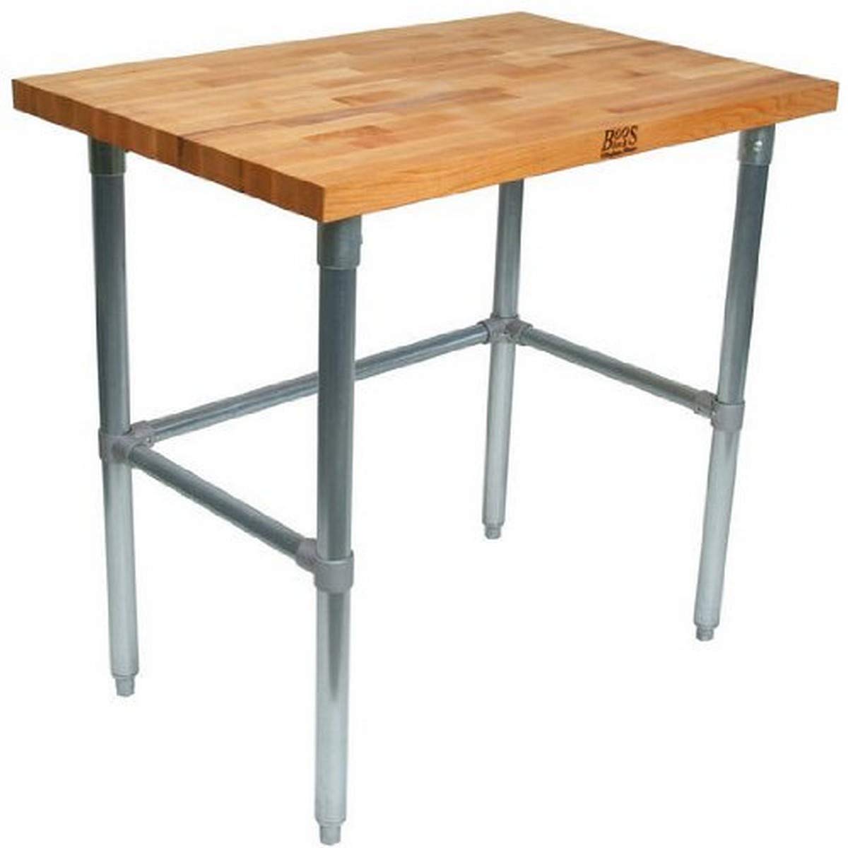 John Boos HNB18 Maple Top Work Table with Galvanized Steel Base and Bracing, 120" Long x 36" Wide 1-3/4" Thick