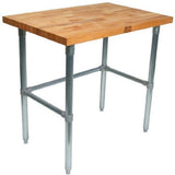 John Boos HNB07 Maple Top Work Table with Galvanized Steel Base and Bracing, 36" Long x 30" Wide 1-3/4" Thick