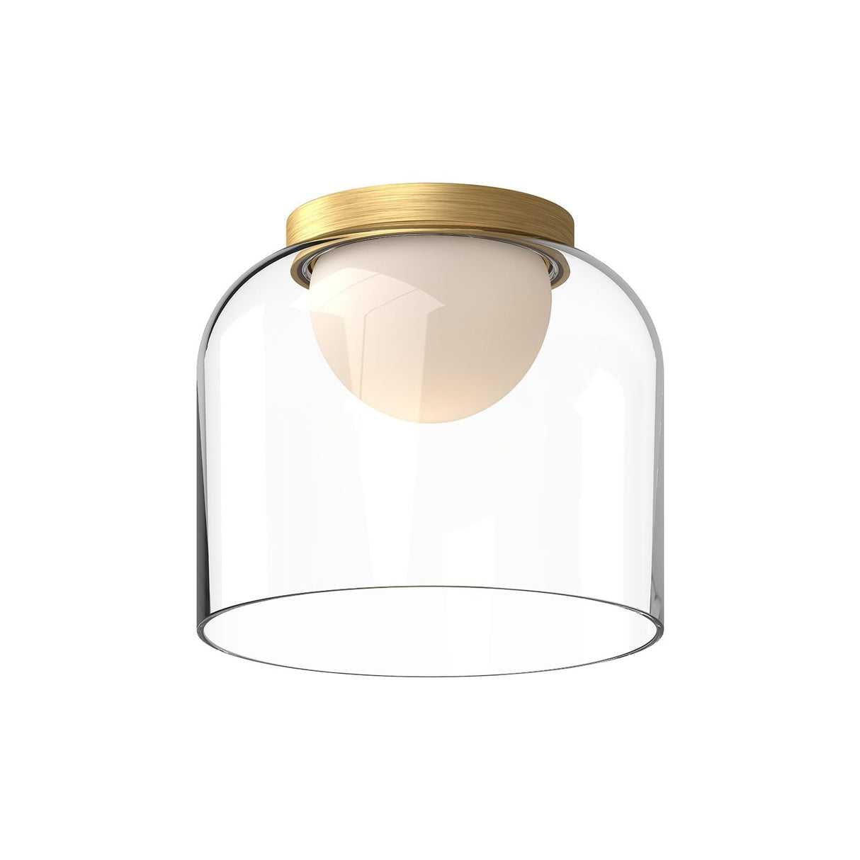 Kuzco FM52508-BG/CL CEDAR 8" FLUSH MOUNT BRUSHED GOLD CLEAR GLASS 120V ELV LED 3000K 90CRI 13W