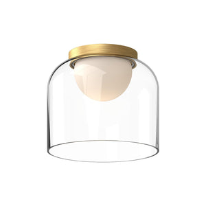 Kuzco FM52508-BG/CL CEDAR 8" FLUSH MOUNT BRUSHED GOLD CLEAR GLASS 120V ELV LED 3000K 90CRI 13W